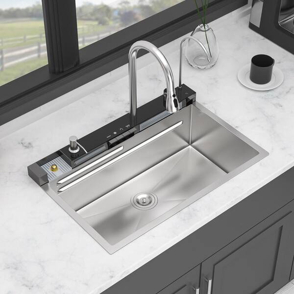Staykiwi 30 in. Drop-In Single Bowl 16 Gauge Brushed Nickel