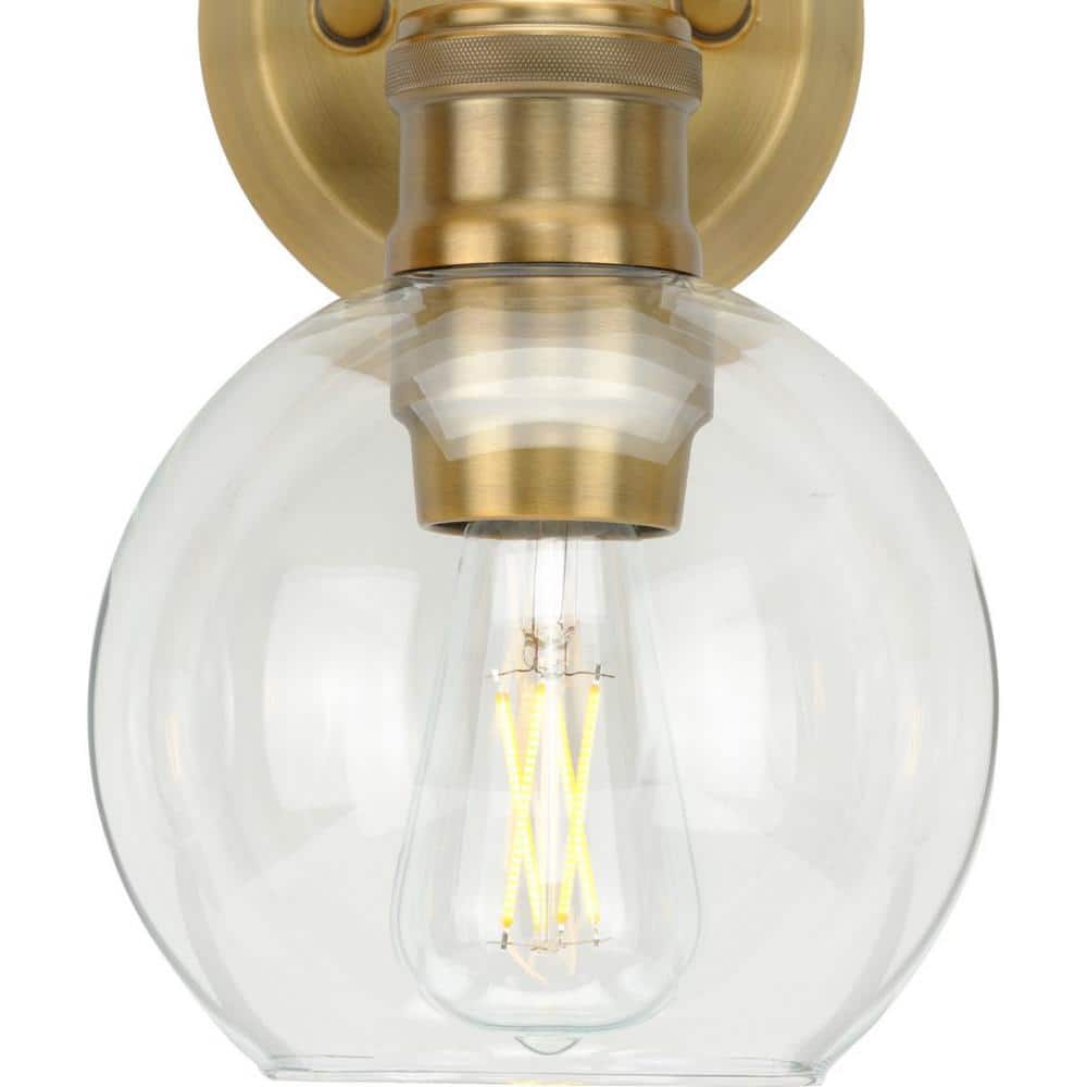 Hansford 3-Light Vintage Brass and Glass Bath Vanity