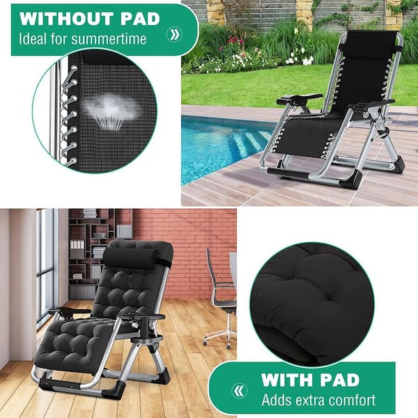 Velvet Pad Teslin Zero Gravity Chair, Folding Recliner Patio Lounger Chair, Cup Holder, Headrest Teslin Velvet