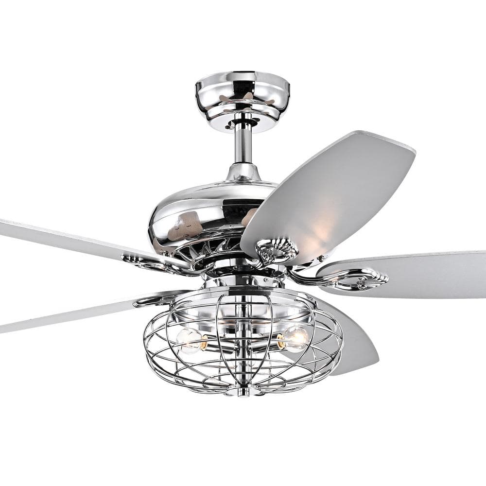 Warehouse of Tiffany 52 in. Indoor Chi Chrome Finish Remote Controlled  Ceiling Fan with Light Kit CFL-8434REMO/CH - The Home Depot