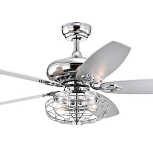 52 in. Indoor Chi Chrome Finish Remote Controlled Ceiling Fan with Light Kit