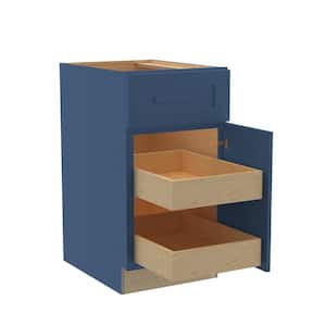 Grayson Mythic Blue Painted Plywood Shaker Assembled Base Kitchen Cabinet Soft Close 15 in W x 24 in D x 34.5 in H