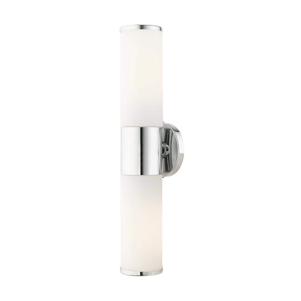Lindale Polished Chrome 2-Light ADA Vanity Sconce with Satin Opal White Glass