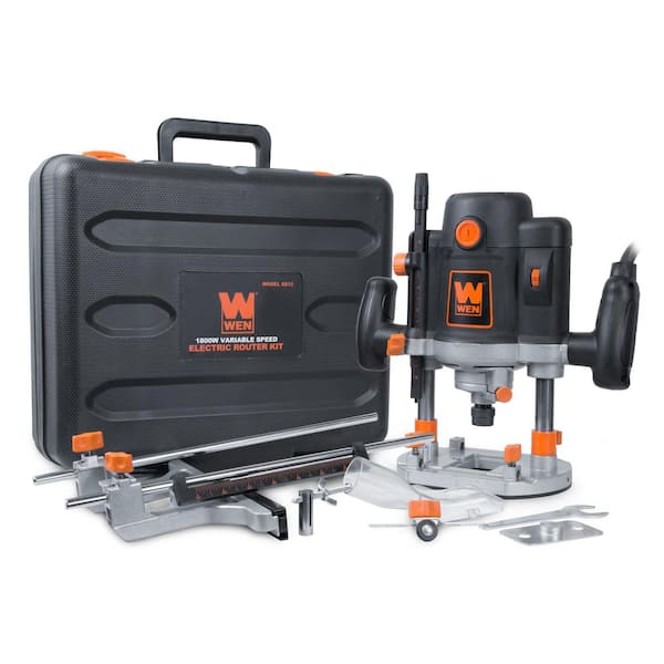 WEN 15 Amp Corded Variable Speed Plunge Woodworking Router Kit with Carrying Case and Edge Guide