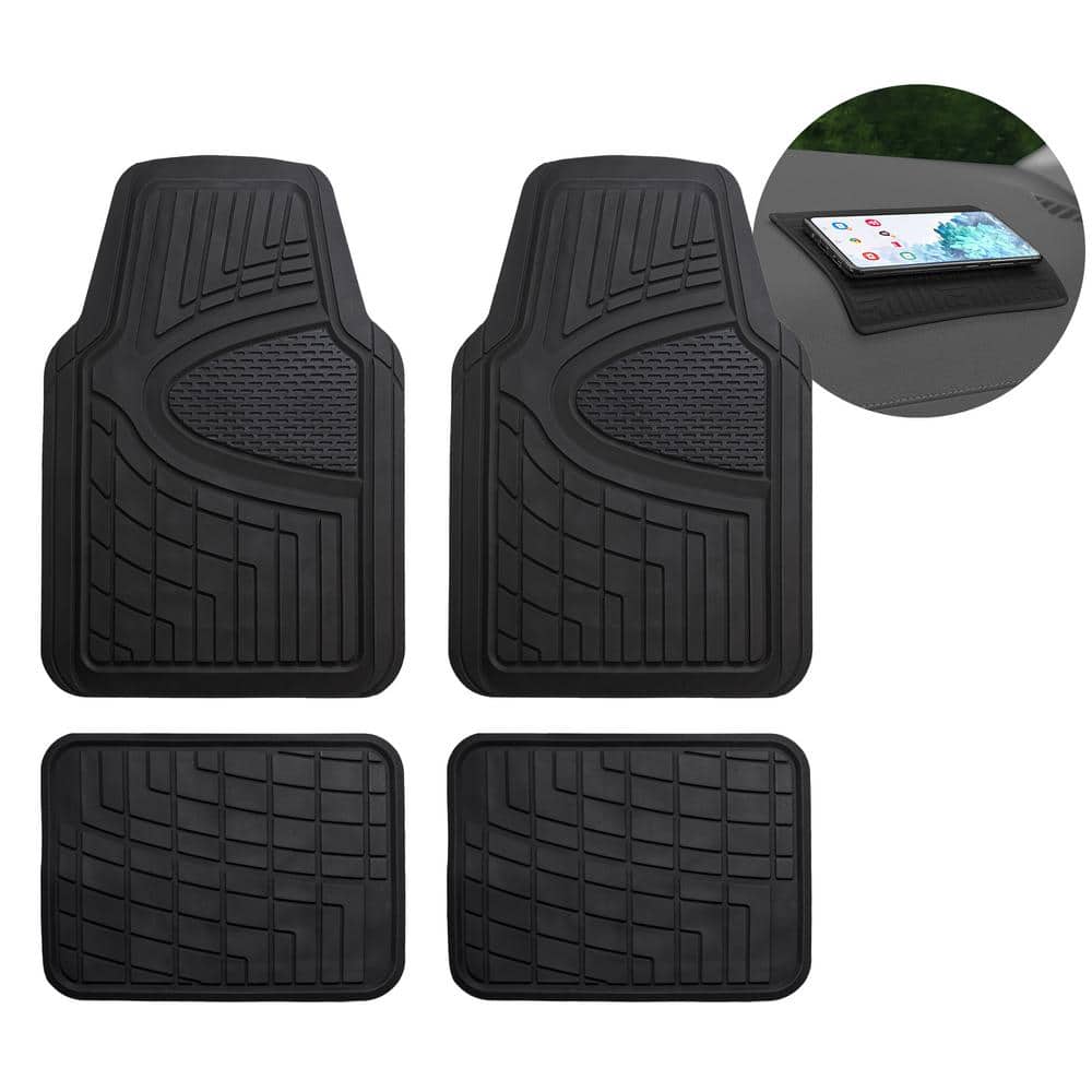 FH Group Black 4Piece Premium Liners Tall Channel Trimmable Rubber Car
