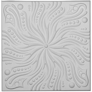 Swirl 2 ft. x 2 ft. Glue Up or Nail Up Polyurethane Ceiling Tile in White