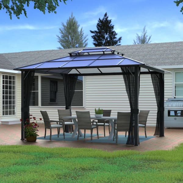 VEIKOUS 13 ft. x 10 ft. Polycarbonate Double Top Gazebo with