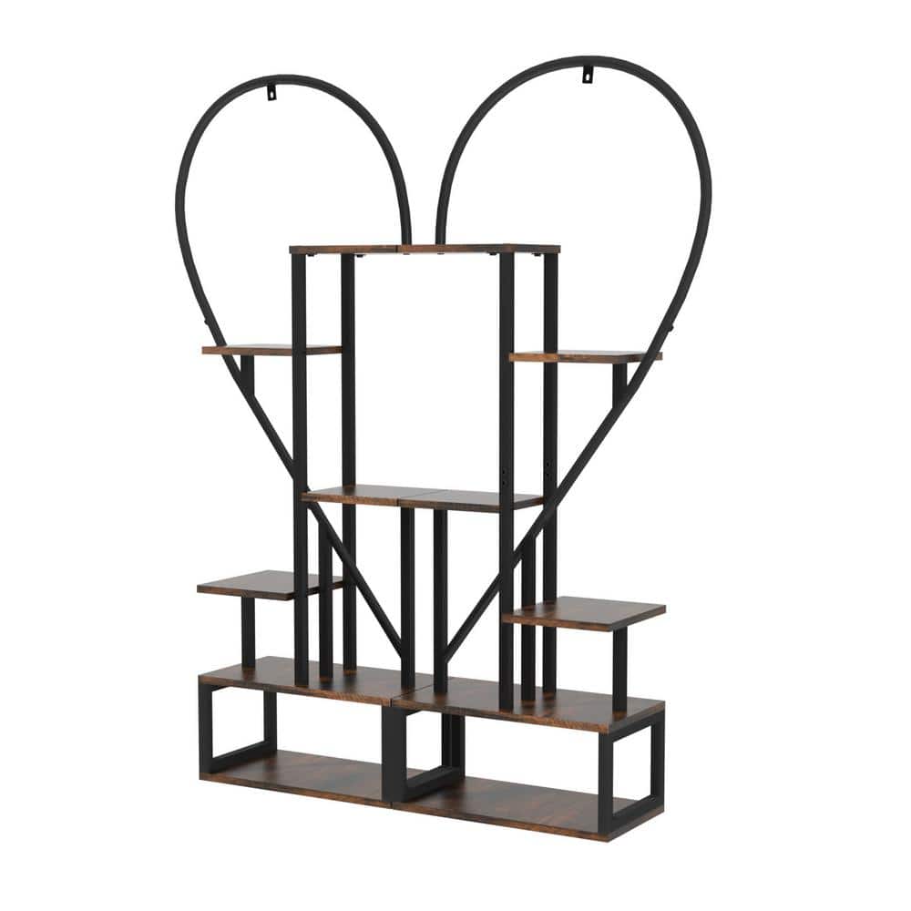 53.7 in. x 17.7 in. x 9.5 in. Indoor Metal Plant Stand Half Heart Shaped La
