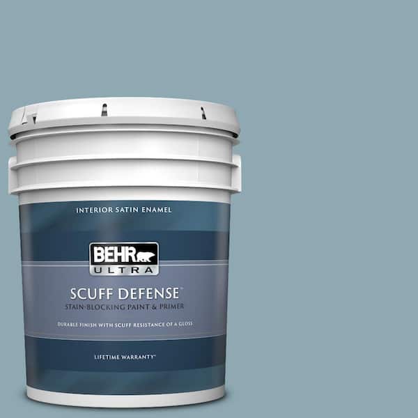 BEHR ULTRA 5 gal. #530F-4 Newport Blue Extra Durable Satin Enamel Interior Paint & Primer