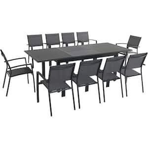 Turner 11-Piece Aluminum Outdoor Dining Set with 10-Sling Dining Chairs and 40 in. x 94 in. Table