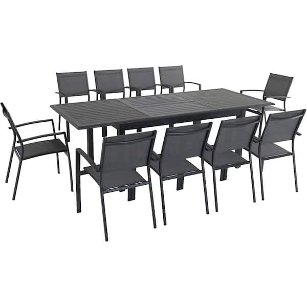 Cambridge Turner 11-Piece Aluminum Outdoor Dining Set with 10-Sling Dining Chairs and 40 in. x 94 in. Table