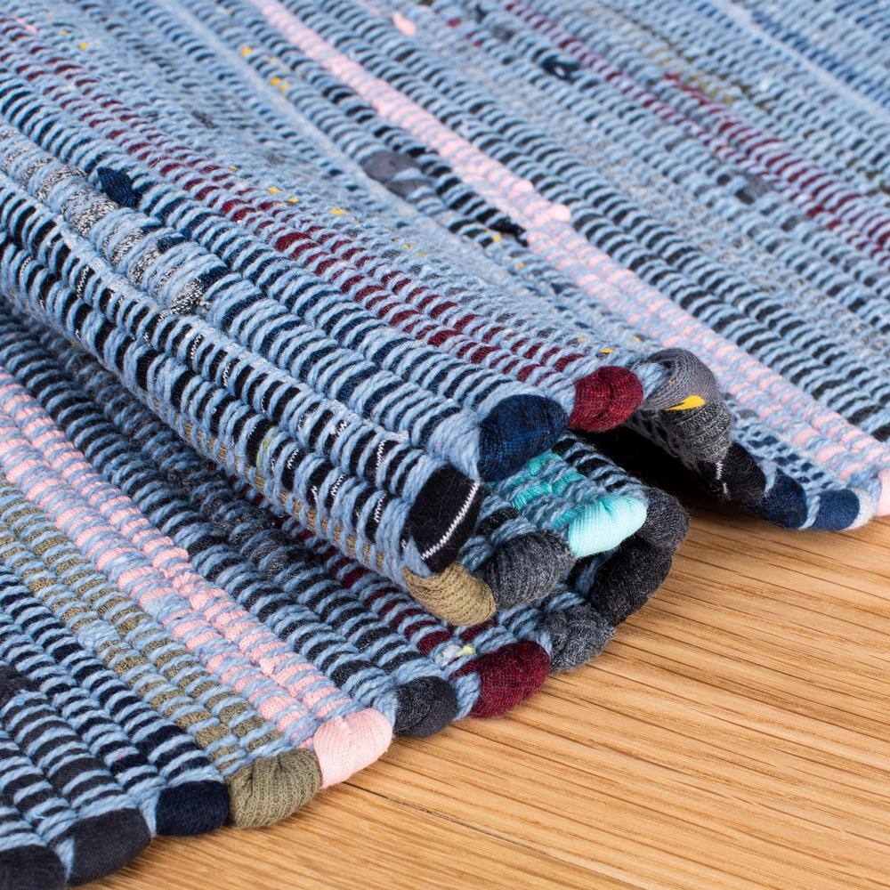 Coastal Charm Blue & Multi Handwoven Cotton Rag Rug - 5' x 8'