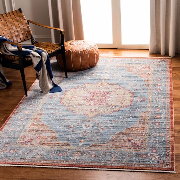 Kenitra Blue/Red 4 ft. x 6 ft. Area Rug