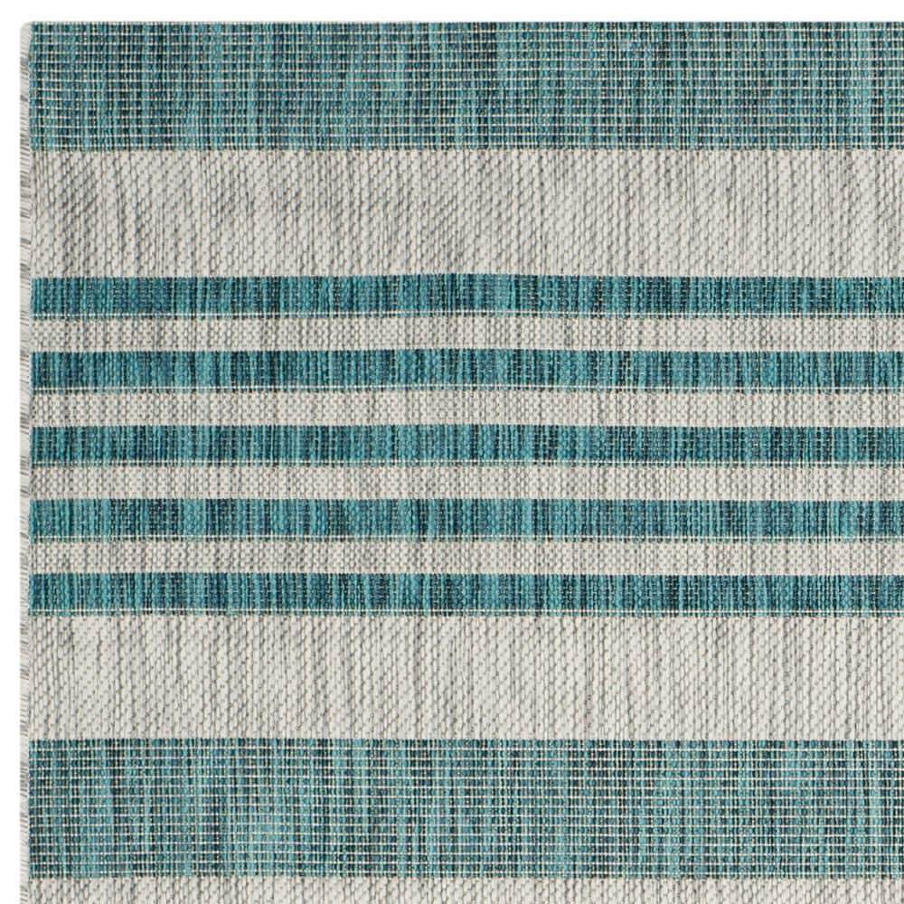 Grey/Blue Easy-Care Rectangular Synthetic 5' x 7' Area Rug