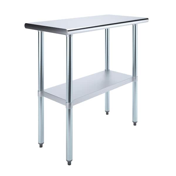 AMGOOD 18 in. x 36 in. Stainless Steel Kitchen Utility Table with Adjustable Bottom Shelf