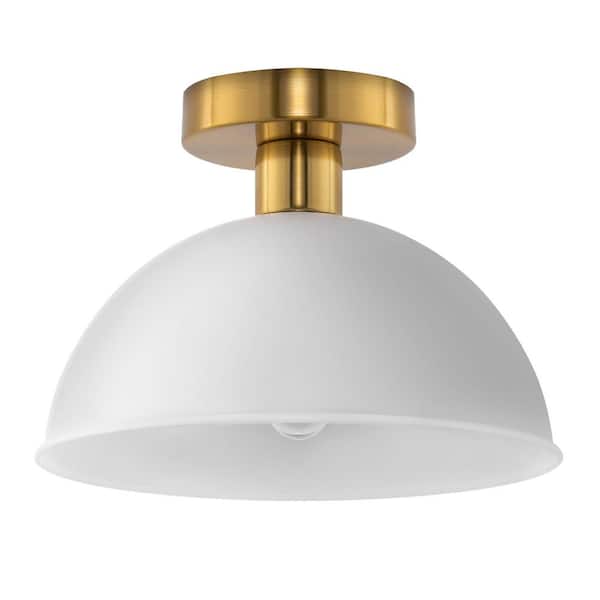 10.1 in. 1-Light White Dome Semi-Flush Mount for Kitchen and No Bulbs Included 2-Pack