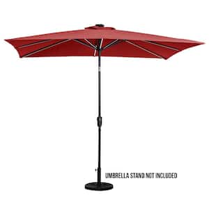 9 ft. x 7 ft. Rectangle Next Gen Solar Lighted Market Patio Umbrella in Scarlet