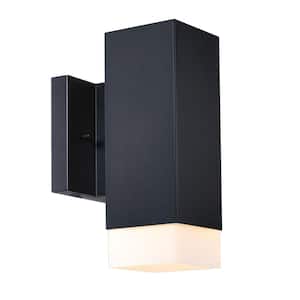 Willowsong Black Outdoor Hardwired Wall Sconce Lantern with No Bulbs Included