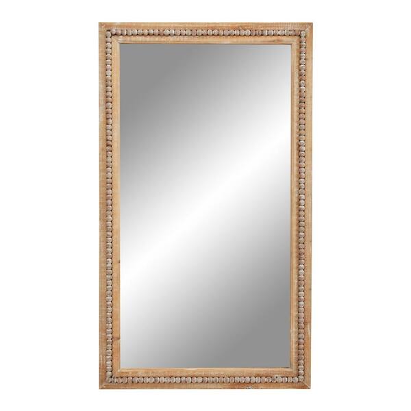 Litton Lane Large Rectangular Whitewashed Wood Wall Mirror With Decorative Beads 28 In X 48 43590 The Home Depot Decorative Wood Beads 28 In X 48, Whitewashed Wooden Mirror