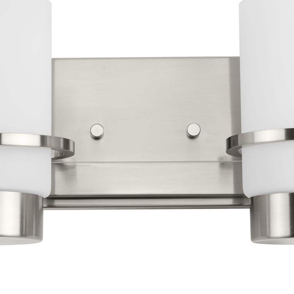 Reiss Brushed Nickel 4-Light Vanity with White Glass Shades