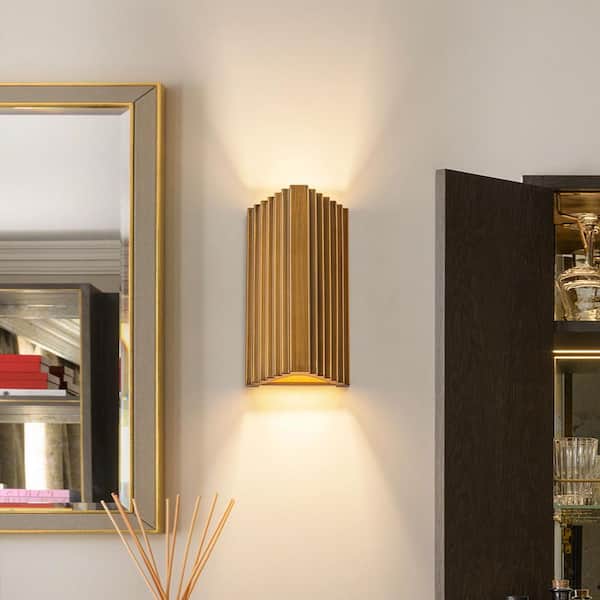Hannah 6.3 in. 2-Light Modern Brass LED Wall Sconce
