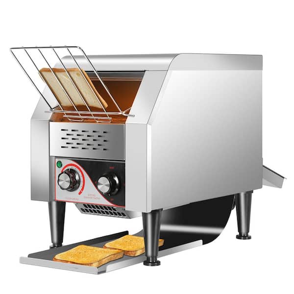 Mojgar 1300W Commercial Conveyor Toaster Countertop Stainless Steel Toasters with 7-Speed Options 150 slices/hour Silver