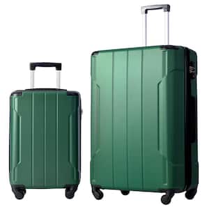 20 in./28 in. 2-Piece Green Hardside Expandable Luggage Sets with TSA Lock Spinner Wheels