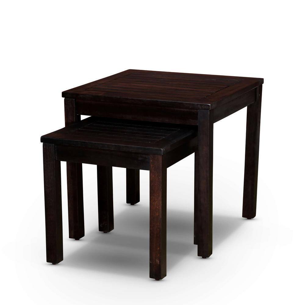 Stella 2-piece Espresso Square Eucalyptus Wood Nesting Tables Set