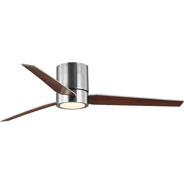 Progress Lighting Braden 56 in. Indoor Integrated LED Brushed Nickel Modern Ceiling Fan with Remote for Living Room and Bedroom