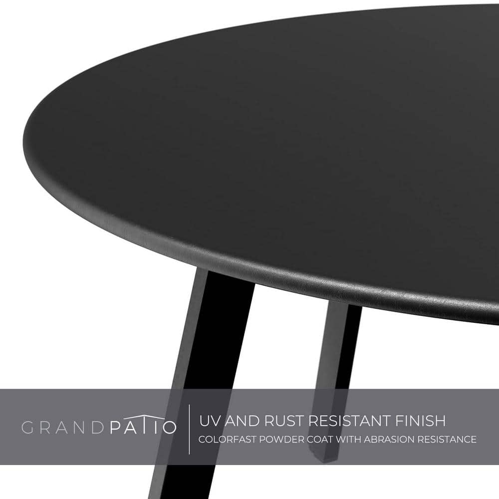 Black Round Steel Outdoor Coffee Table with Adjustable Feet
