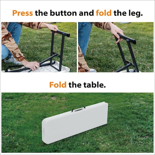 HDX 6 ft. Steel Frame Almond Portable Indoor/Outdoor Folding Bench