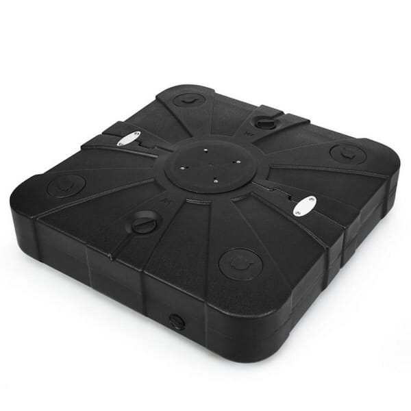 Heavy Duty Square Cantilever Umbrella Base 260 lbs Water & Sand Filled Patio Umbrella Base on Wheels in Black