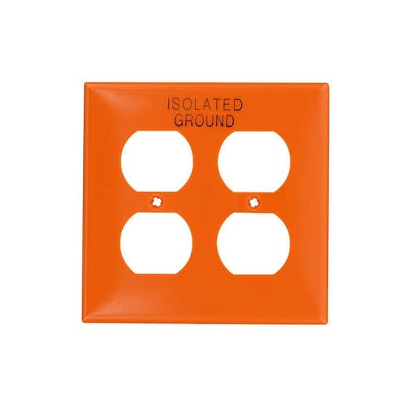 2-Gang Orange Stamped Isolated Ground 2 Duplex Outlet/Receptacle Nylon Standard Wall Plate (1-Pack) 80716-OIG