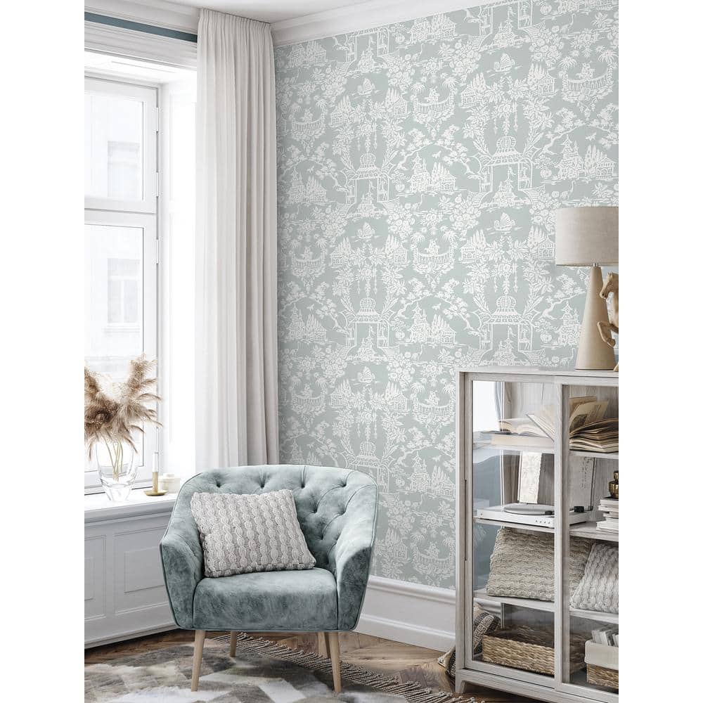 Blue and White Chinoiserie Vinyl Peel & Stick Wallpaper