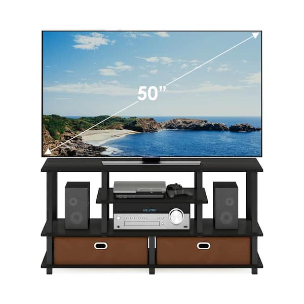 Furinno JAYA Large TV Stand for up to 50-Inch TV with Storage Bin 15119EXBKBR 