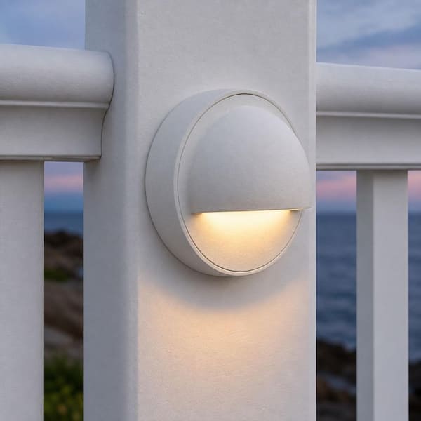 Hardwired White Brass Deck Rail Light with 3W LED Bulb