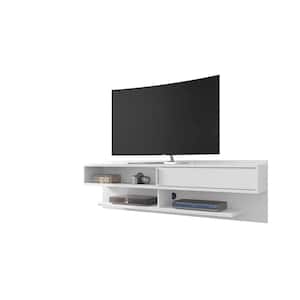 Rochester 71 in. White Particle Board Floating Entertainment Center Fits TVs Up to 60 in. with Cable Management