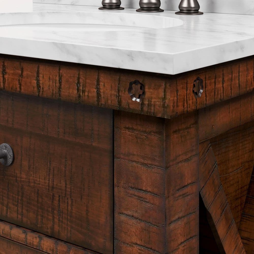 Rustic Sienna 30'' Single Vanity with Carrara White Marble Top