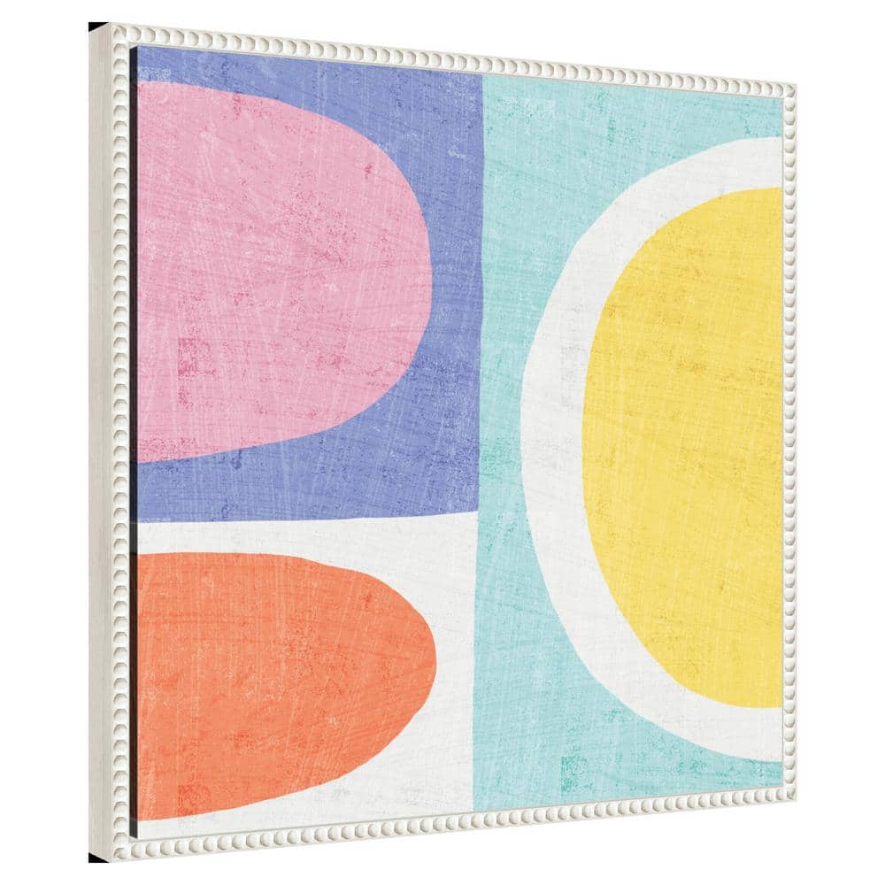 Pastel II Abstract Canvas Art with White Floater Frame