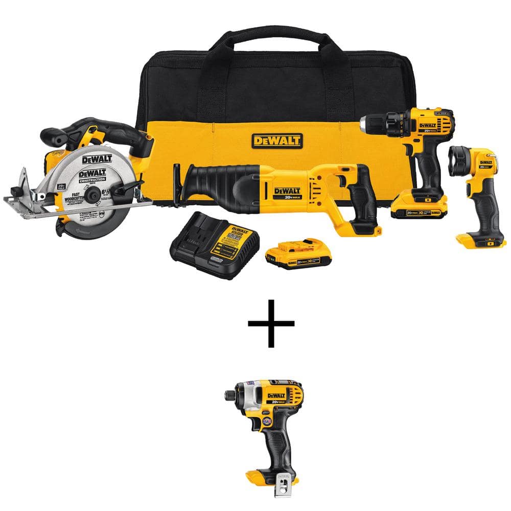 DEWALT 20V MAX Cordless Tool Combo Kit, 1/4 in. Impact Driver, and (2) 20V  2.0Ah Batteries DCK423D2W885B The Home Depot