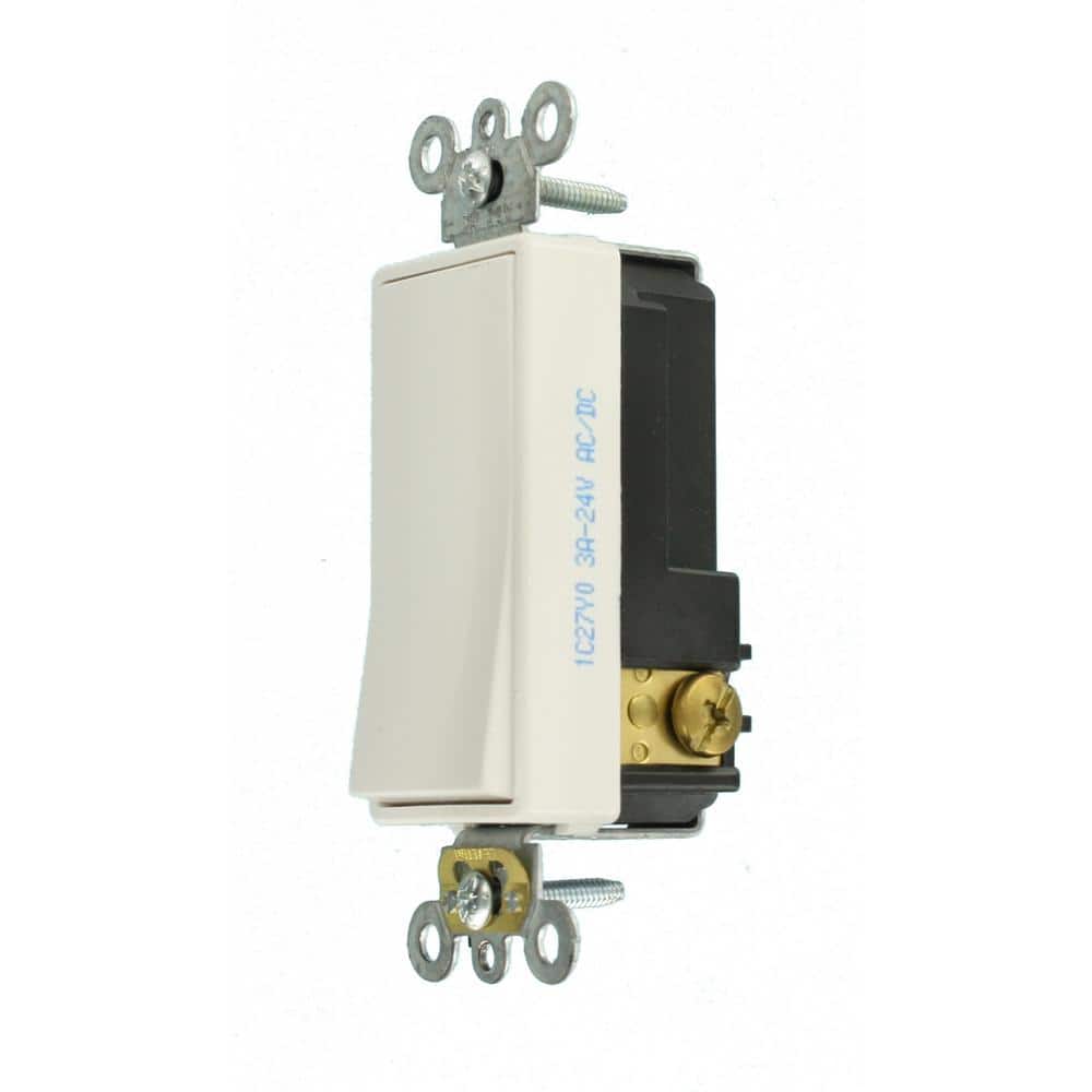 White Satin Low Voltage Rocker Light Switch