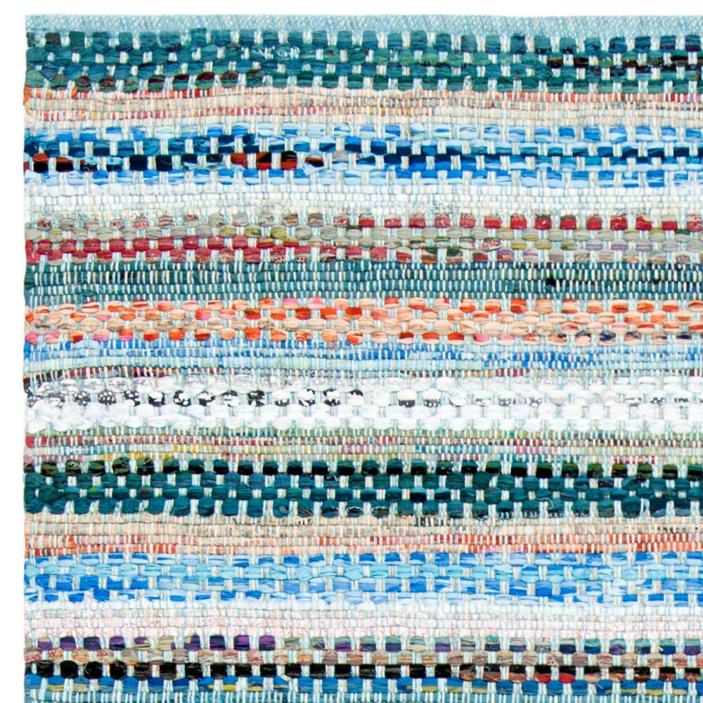 Coastal Breeze Aqua Stripe Hand-Woven Cotton 5' x 8' Area Rug