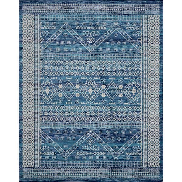 Nourison Passion Navy Blue 8 ft. x 10 ft. Persian Modern Transitional Area Rug