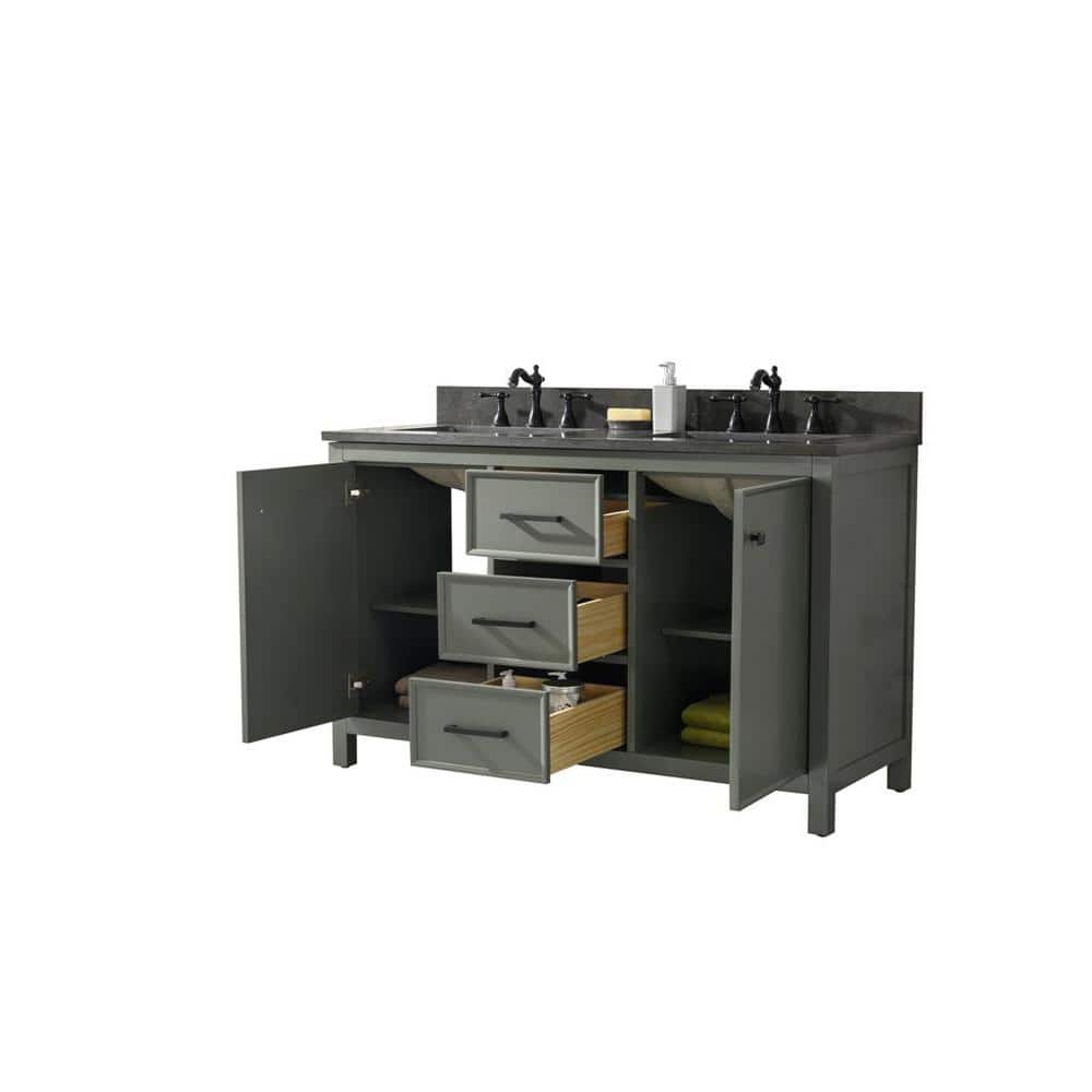 Vogue Green Double Sink Vanity with Carrara White Top