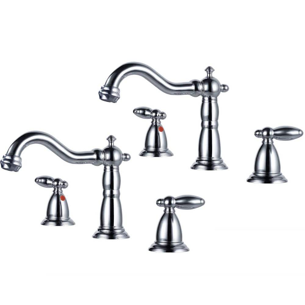 Double handle 8 in. Widespread Bathroom Faucet 3 Hole Bathroom Sink Faucet 