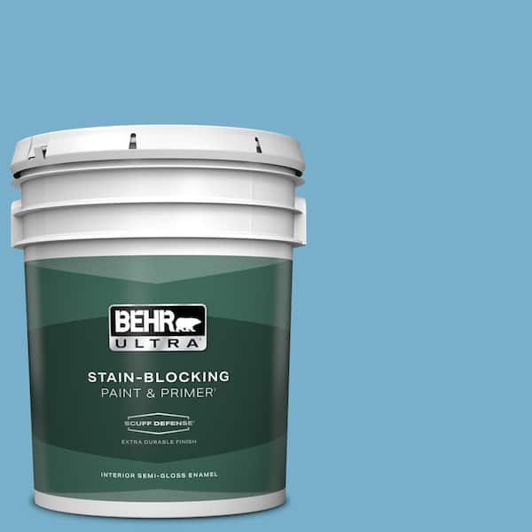 BEHR ULTRA 5 gal. #550D-5 Ocean Cruise Extra Durable Semi-Gloss Enamel Interior Paint & Primer