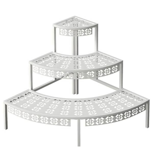 2-Tier silver gray Metal Plant Stand (9.5 in. H W x 30 in. H) 2