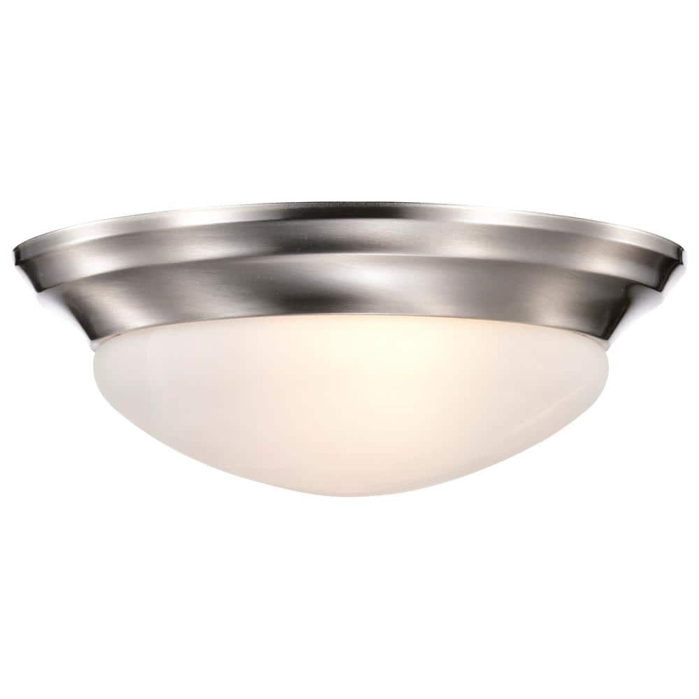Brushed Nickel 14" Flush Mount with Alabaster Glass