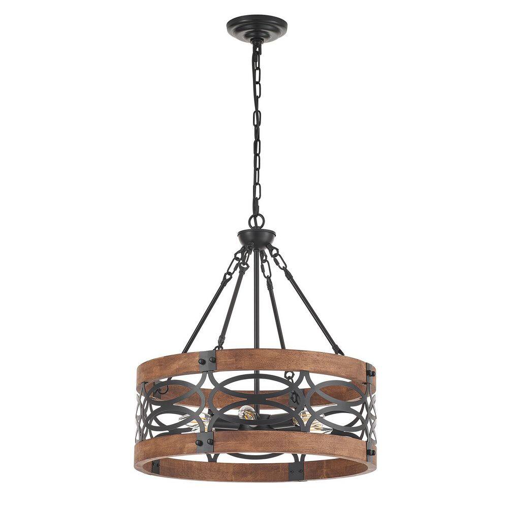 Farmhouse 6-Light Brown Drum Industrial Cage Chandelier for Living Room with No Bulbs Included price history on PriceWatchPro
