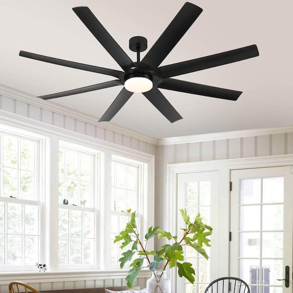 72 in. Indoor Black Industrial Downrod Mount Standard Ceiling Fan with LED Light
